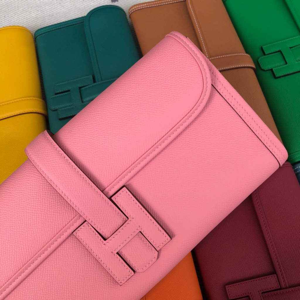 Hermes Jige 29 Wallet Clutch In Epsom Leather Pink