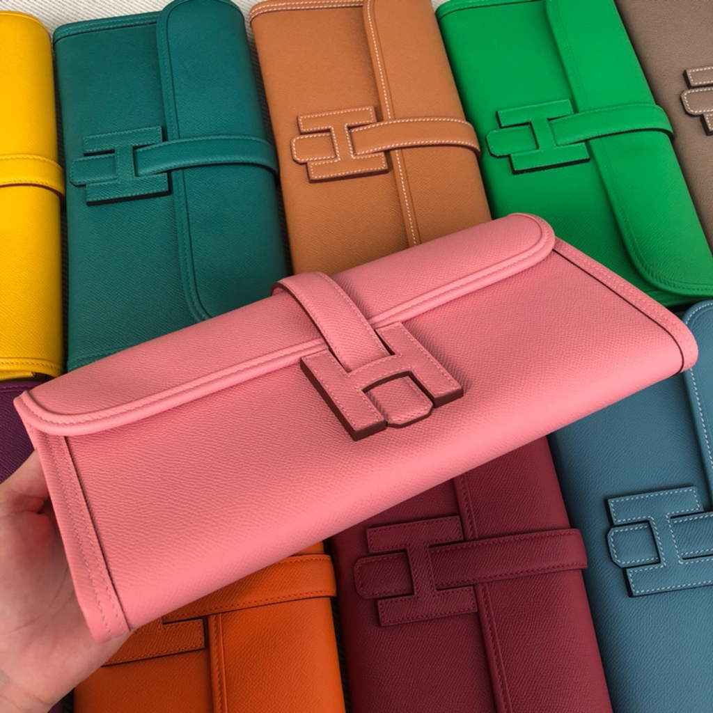 Hermes Jige 29 Wallet Clutch In Epsom Leather Pink