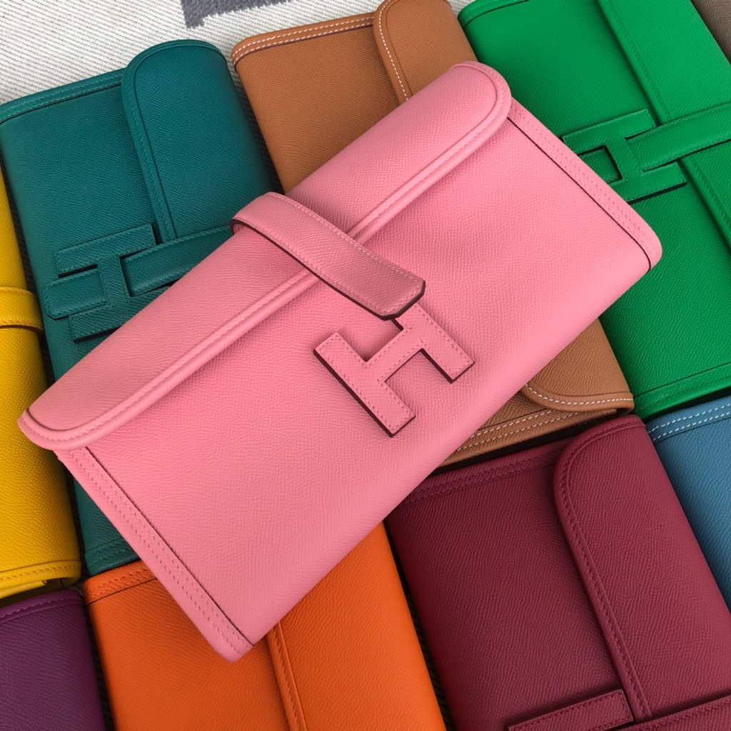 Hermes Jige 29 Wallet Clutch In Epsom Leather Pink