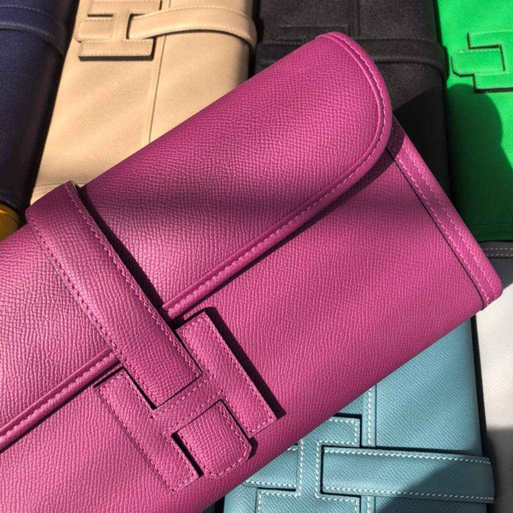 Hermes Jige 29 Wallet Clutch In Epsom Leather Purple