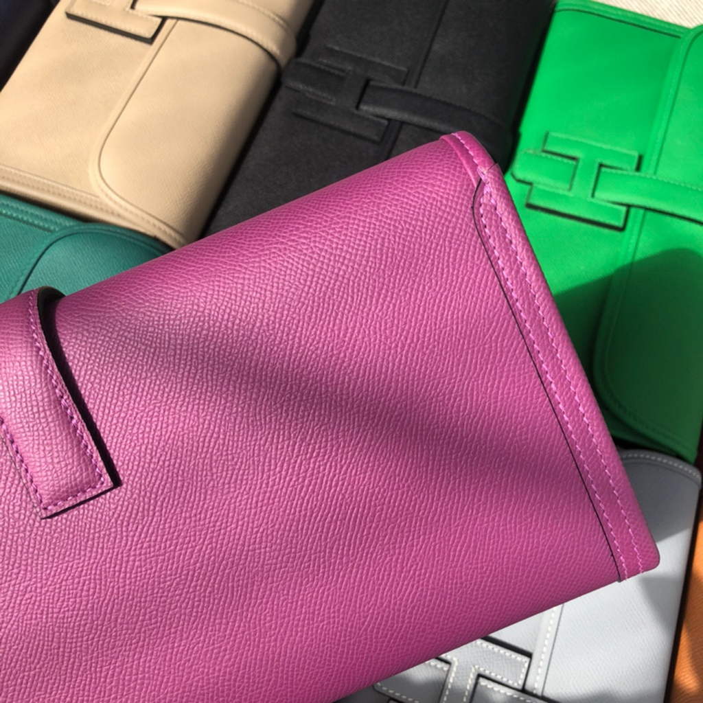 Hermes Jige 29 Wallet Clutch In Epsom Leather Purple