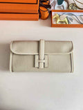 Hermes Jige Elan 29cm Wallet Clutch Swift Leather Beige lizard