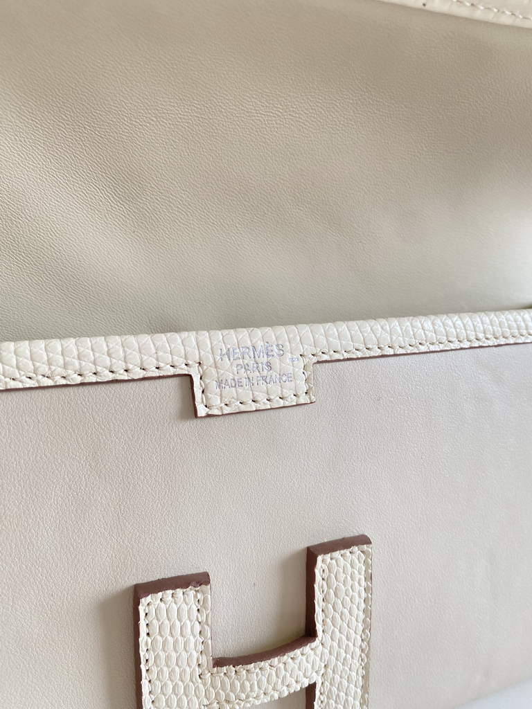 Hermes Jige Elan 29cm Wallet Clutch Swift Leather Beige lizard