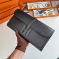 Hermes Jige Elan 29cm Wallet Clutch Swift Leather Black lizard
