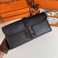 Hermes Jige Elan 29cm Wallet Clutch Swift Leather Crocodile Black