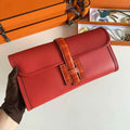 Hermes Jige Elan 29cm Wallet Clutch Swift Leather Crocodile Red