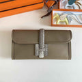Hermes Jige Elan 29cm Wallet Clutch Swift Leather Gray lizard