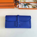Hermes Jige Elan 29cm Wallet Clutch Swift Leather In Dark Blue
