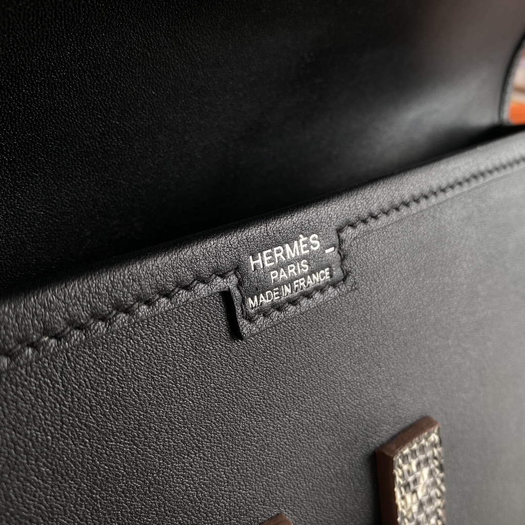 Hermes Jige Elan 29cm Wallet Clutch Swift Leather lizard Black