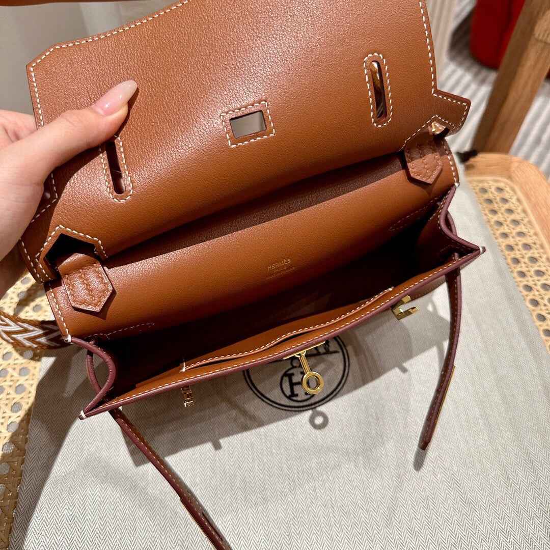 Hermes Jypsiere mini bag Tan Gold Swift Leather H25650