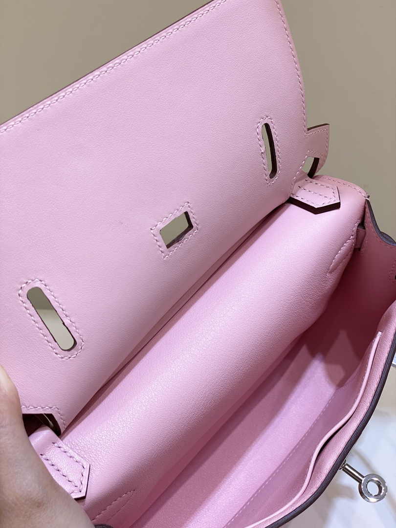 Hermes Jypsiere mini bag Pink Swift Leather Silver H25613