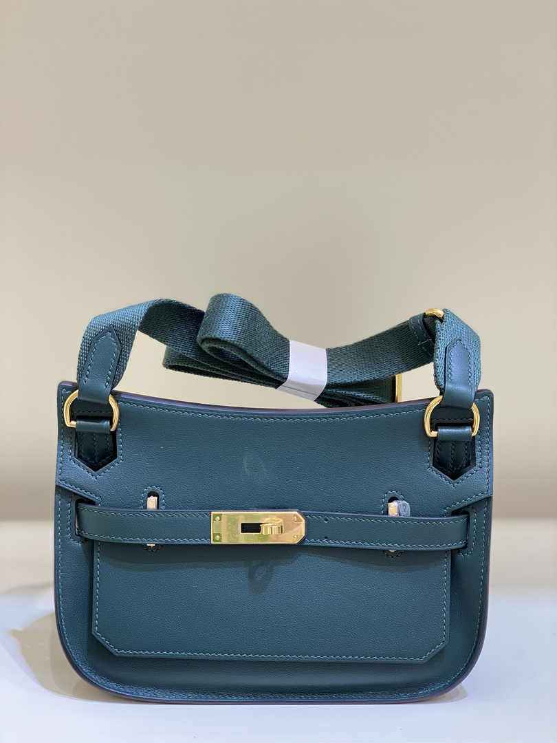 Hermes Jypsiere mini bag Dark Green Swift Leather Gold H25636