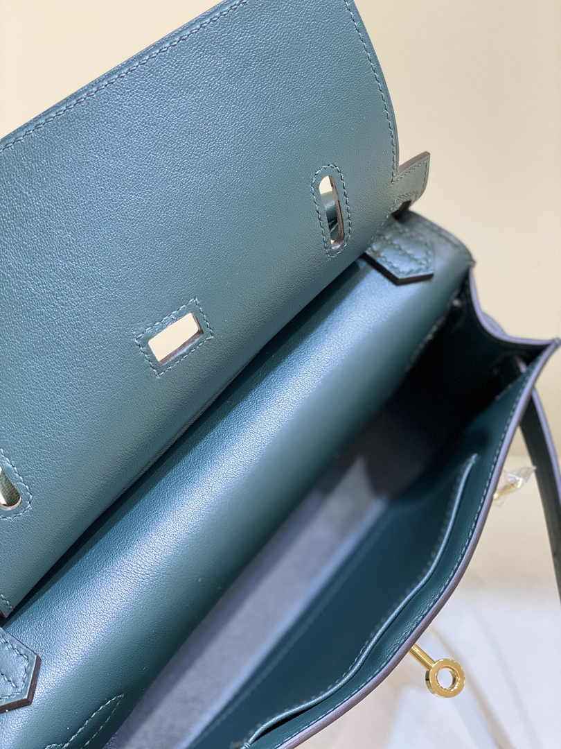 Hermes Jypsiere mini bag Dark Green Swift Leather Gold H25636