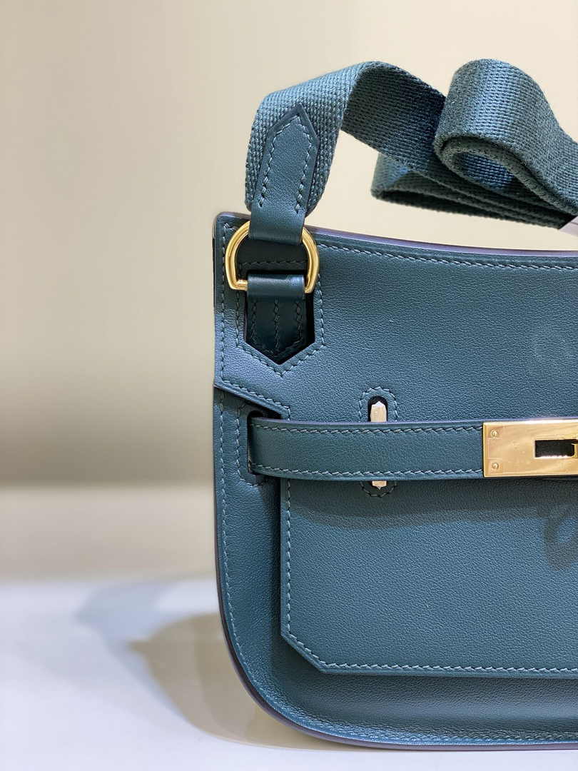 Hermes Jypsiere mini bag Dark Green Swift Leather Gold H25636