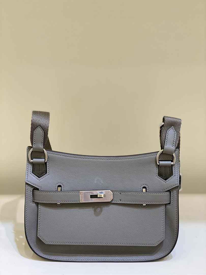Hermes Jypsiere mini bag Dark Gray Swift Leather Silver H25631