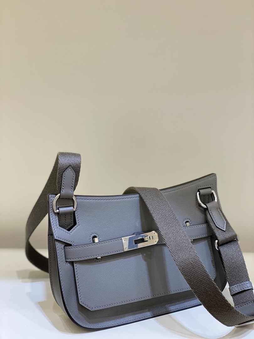 Hermes Jypsiere mini bag Dark Gray Swift Leather Silver H25631