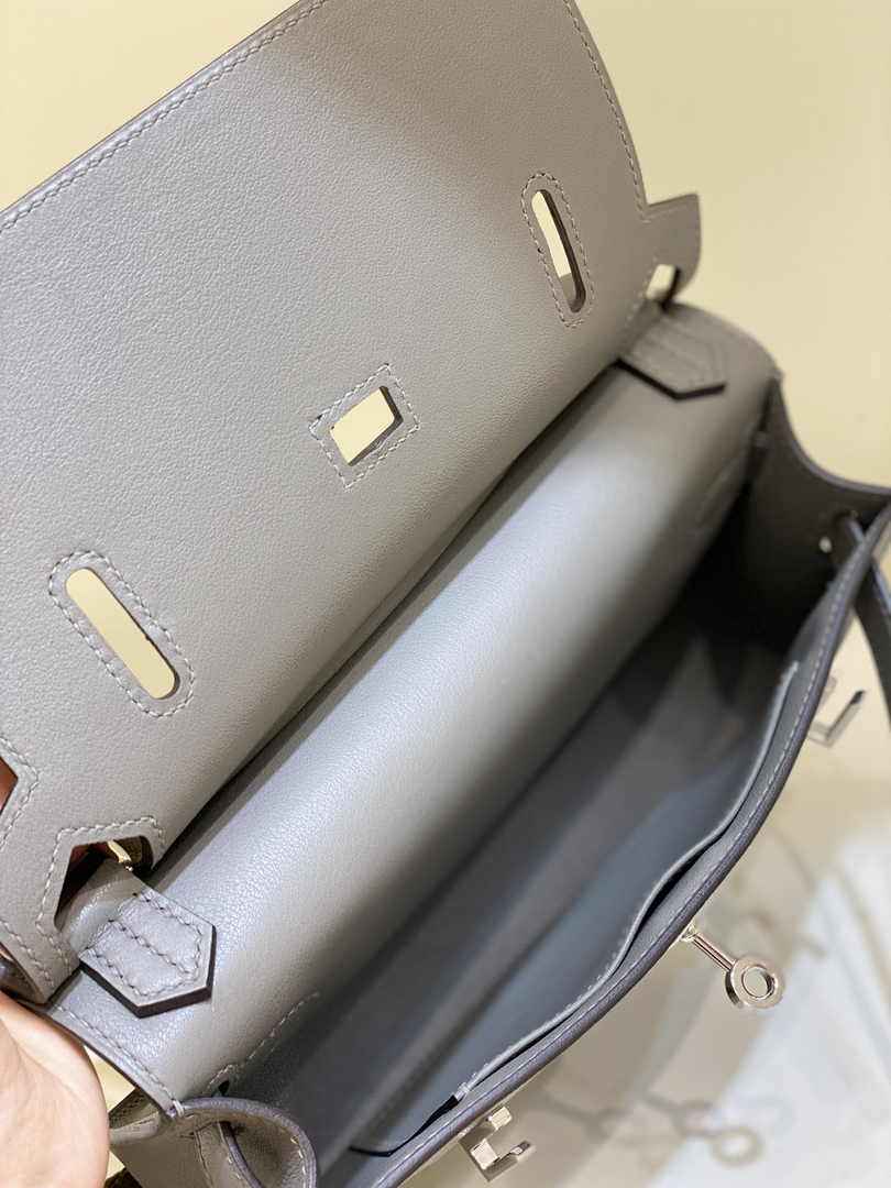 Hermes Jypsiere mini bag Dark Gray Swift Leather Silver H25631
