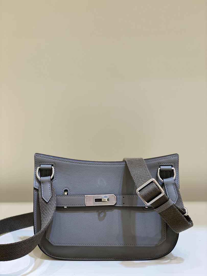 Hermes Jypsiere mini bag Dark Gray Swift Leather Silver H25631