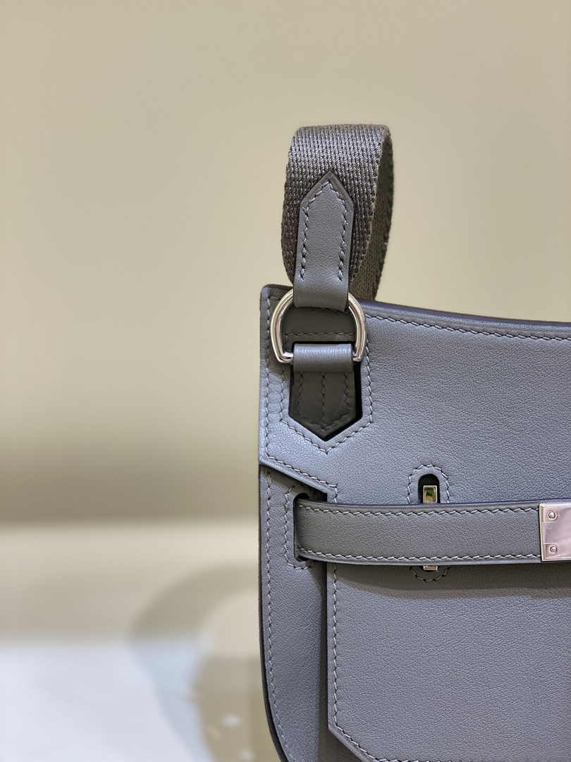 Hermes Jypsiere mini bag Dark Gray Swift Leather Silver H25631