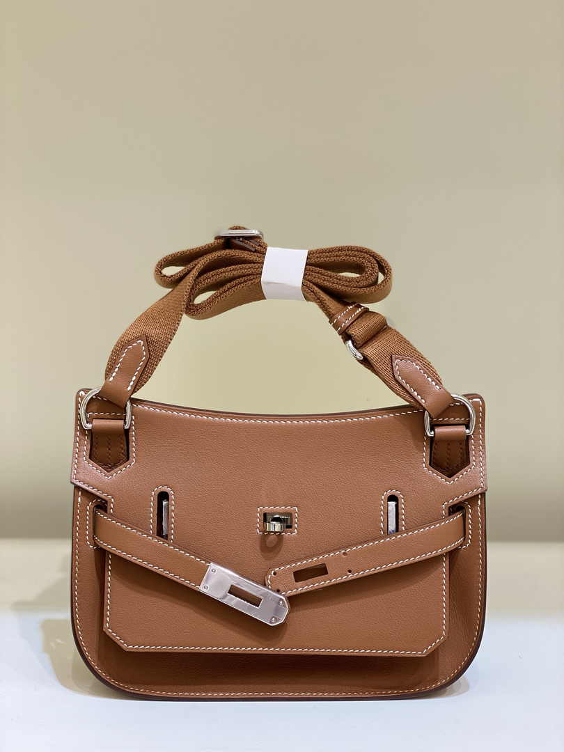 Hermes Jypsiere mini bag Tan Swift Leather Silver H25609