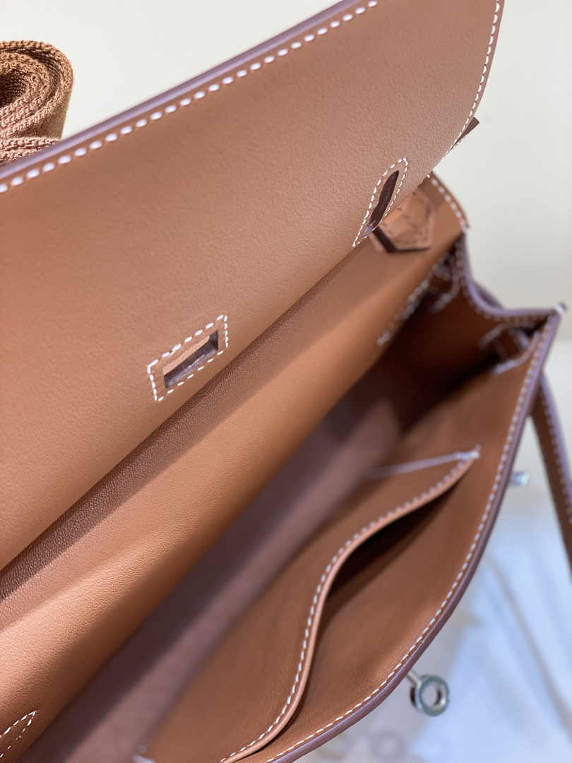 Hermes Jypsiere mini bag Tan Swift Leather Silver H25609