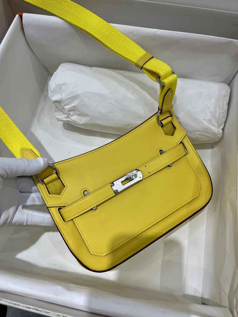 Hermes Jypsiere mini bag Yellow Silver Swift Leather H25651