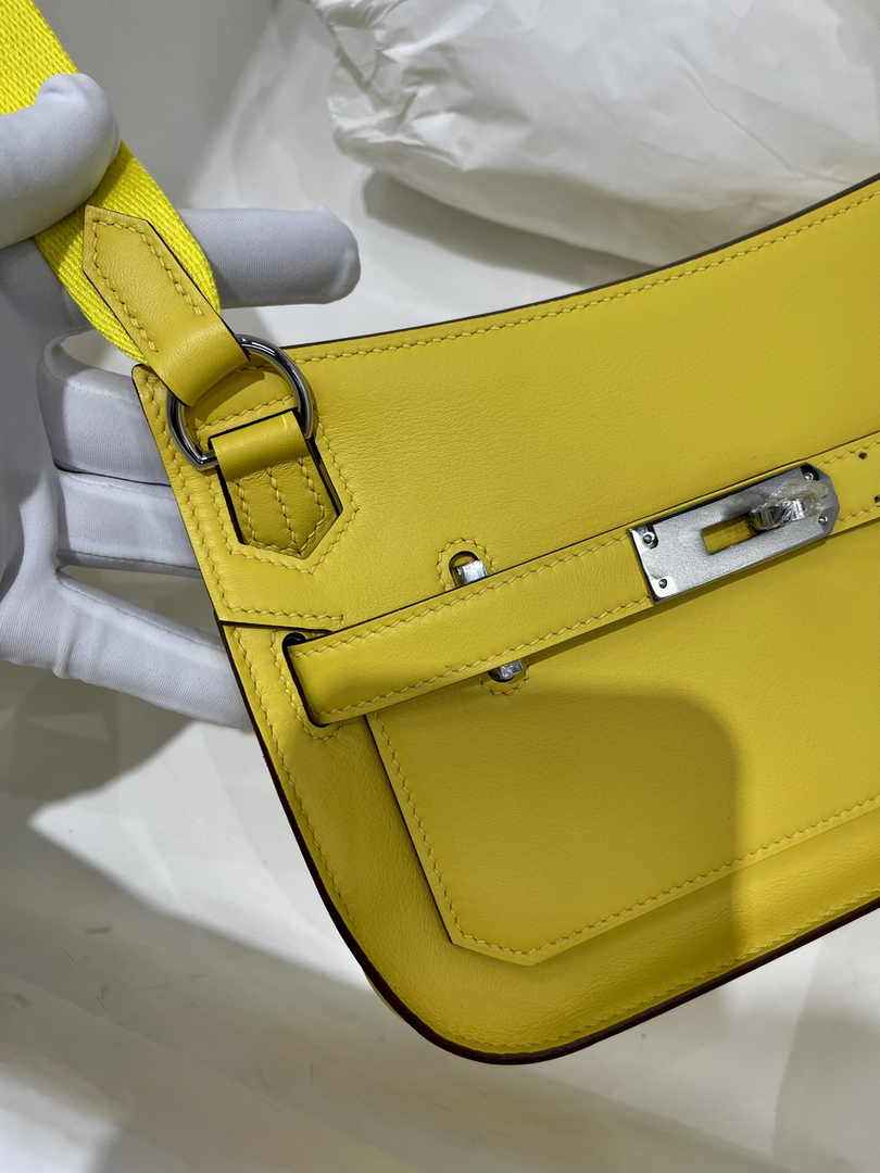 Hermes Jypsiere mini bag Yellow Silver Swift Leather H25651