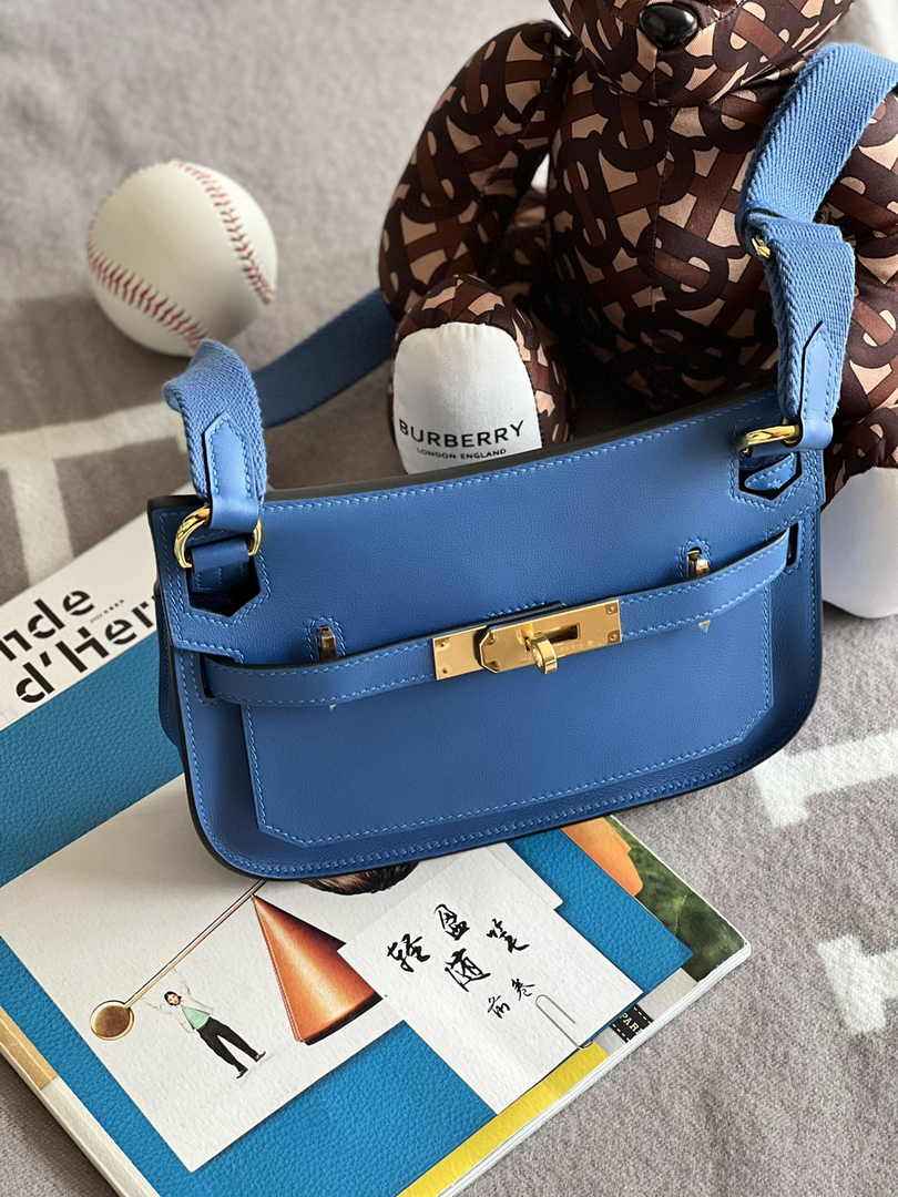 Hermes Jypsiere mini bag Blue Swift Leather Gold H25620