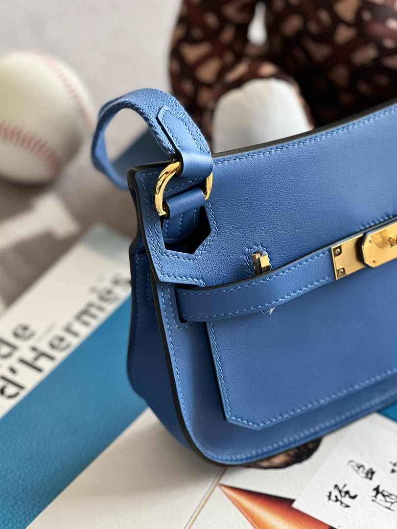 Hermes Jypsiere mini bag Blue Swift Leather Gold H25620
