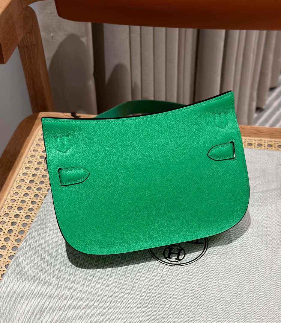 Hermes Jypsiere mini bag Green Swift Leather Silver H25611