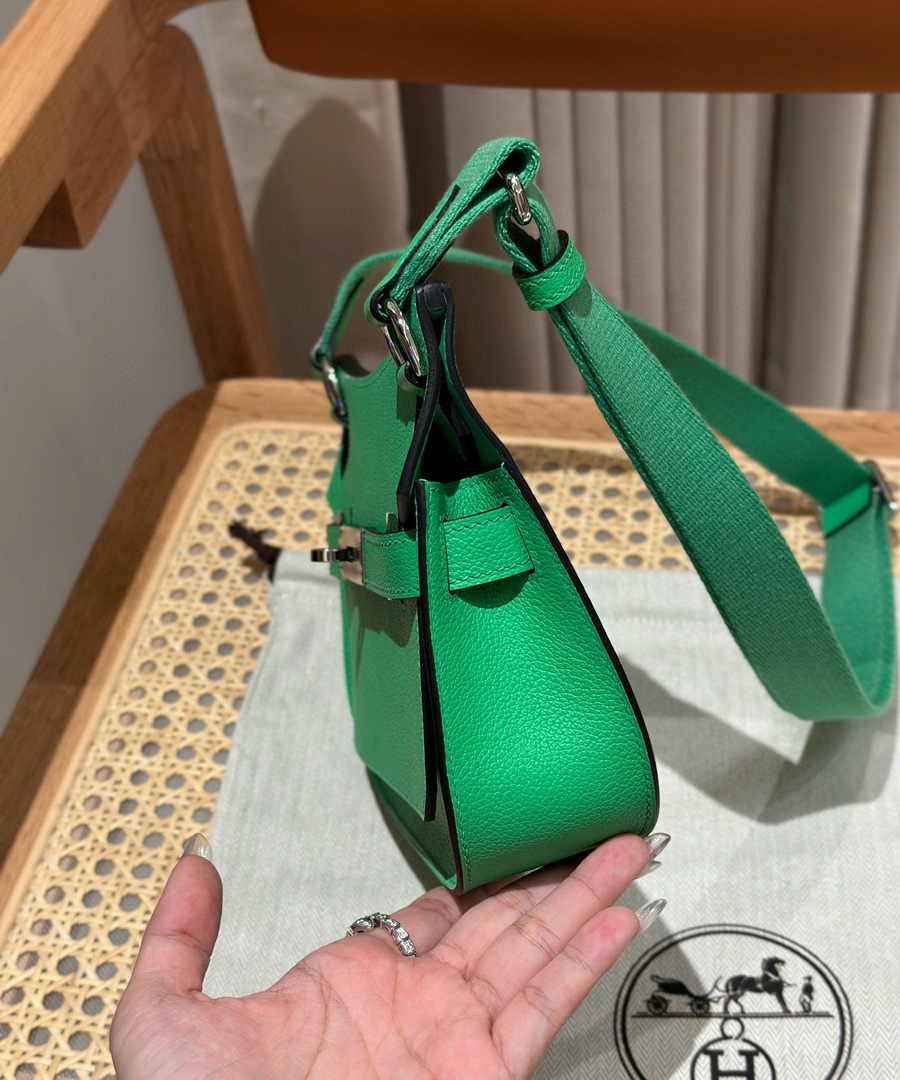 Hermes Jypsiere mini bag Green Swift Leather Silver H25611