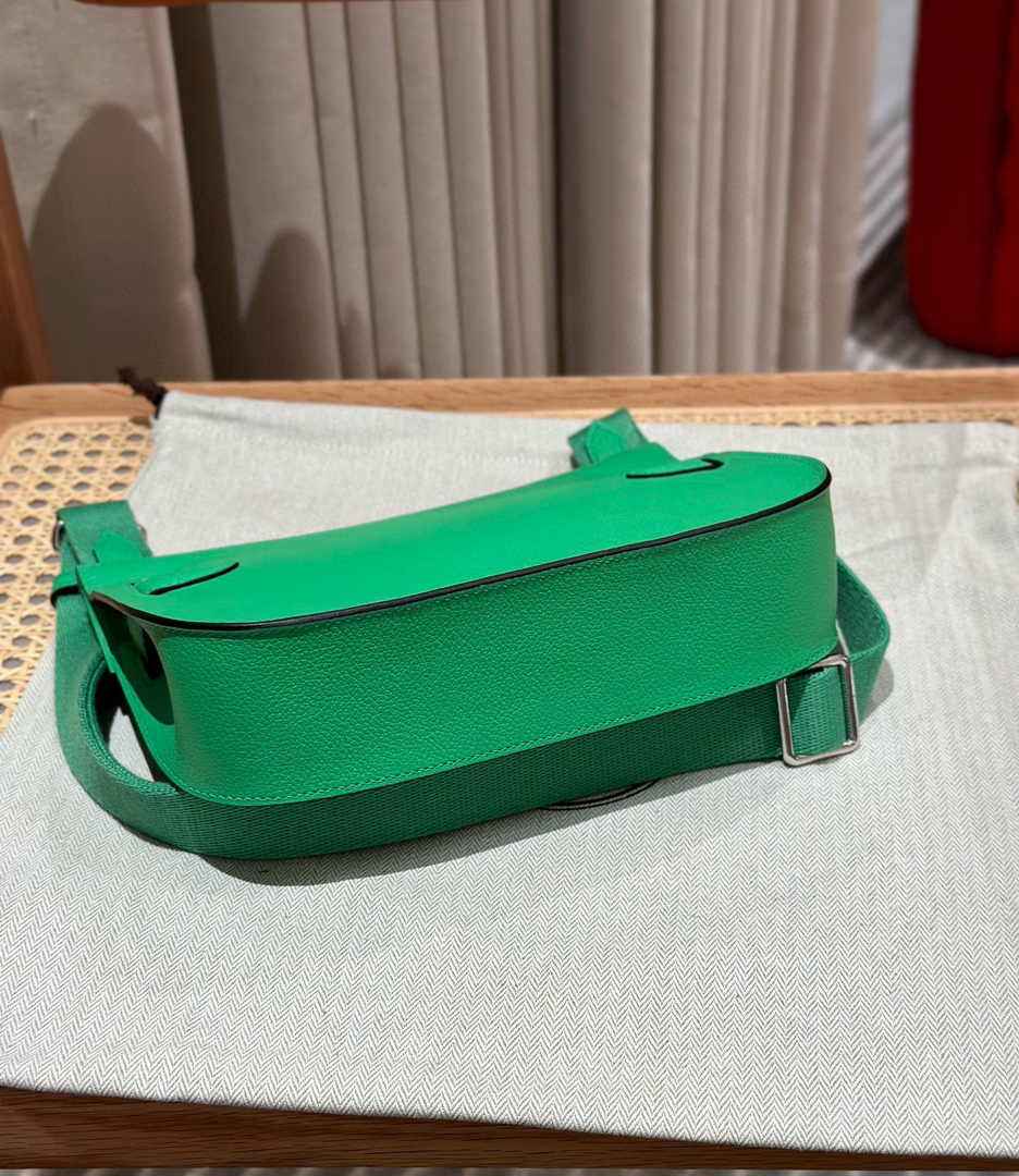 Hermes Jypsiere mini bag Green Swift Leather Silver H25611