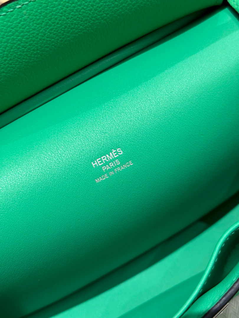 Hermes Jypsiere mini bag Green Swift Leather Silver H25611