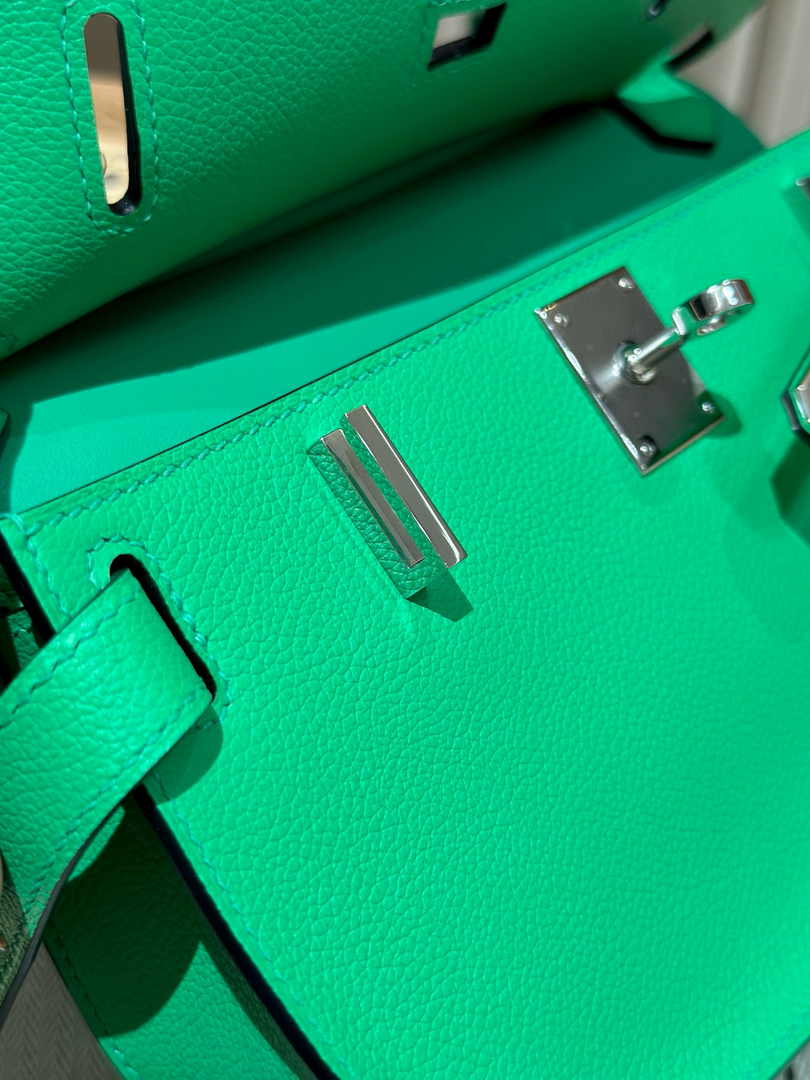 Hermes Jypsiere mini bag Green Swift Leather Silver H25611