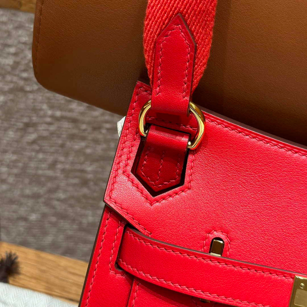 Hermes Jypsiere mini bag Red Swift Leather Gold H25606