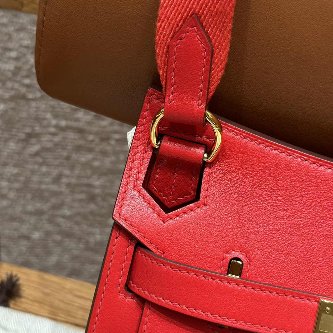 Hermes Jypsiere mini bag Red Swift Leather Gold H25606
