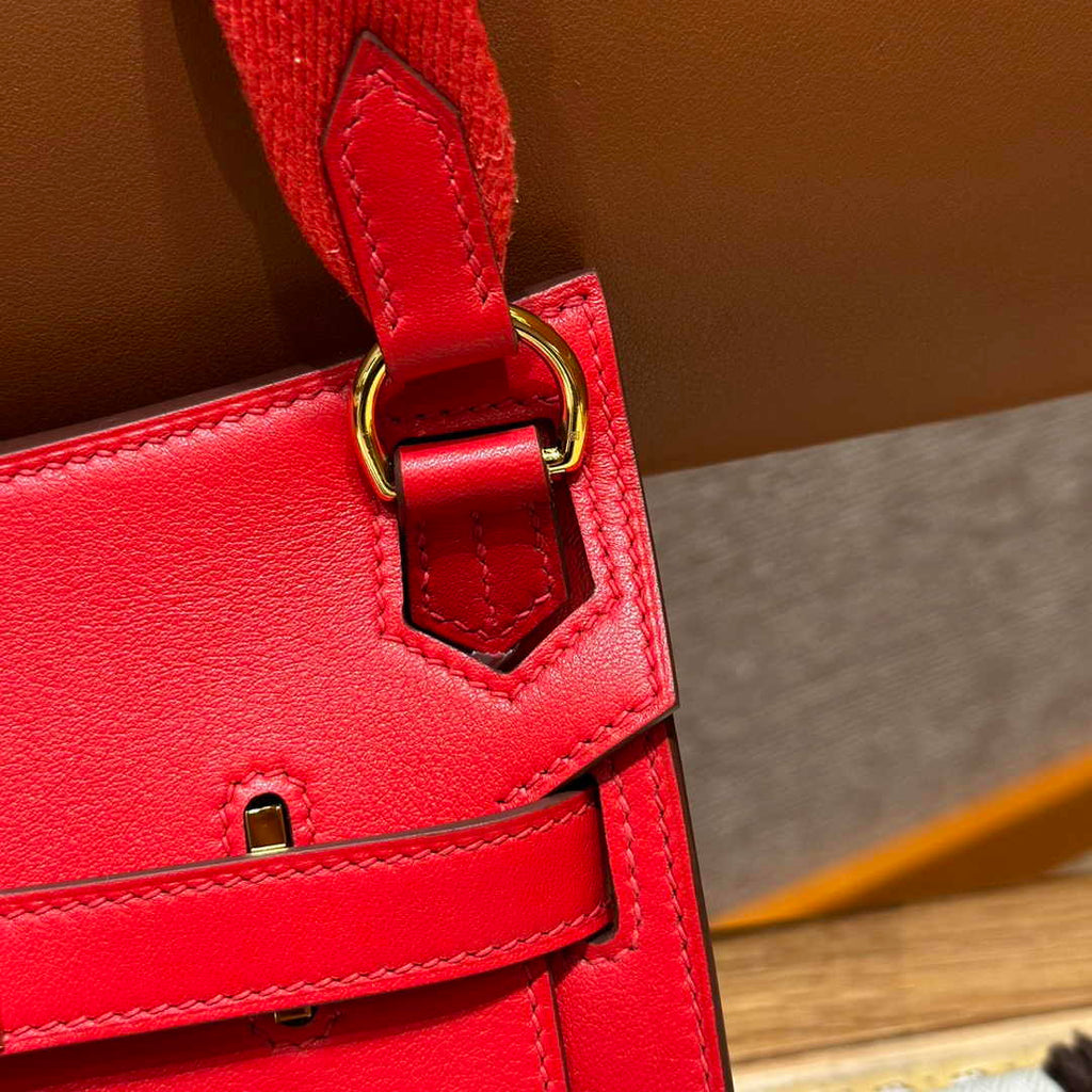 Hermes Jypsiere mini bag Red Swift Leather Gold H25606