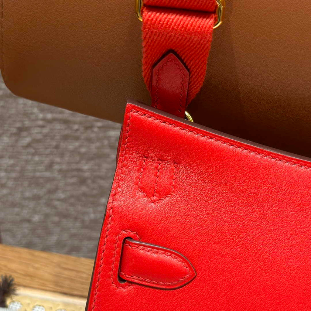 Hermes Jypsiere mini bag Red Swift Leather Gold H25606