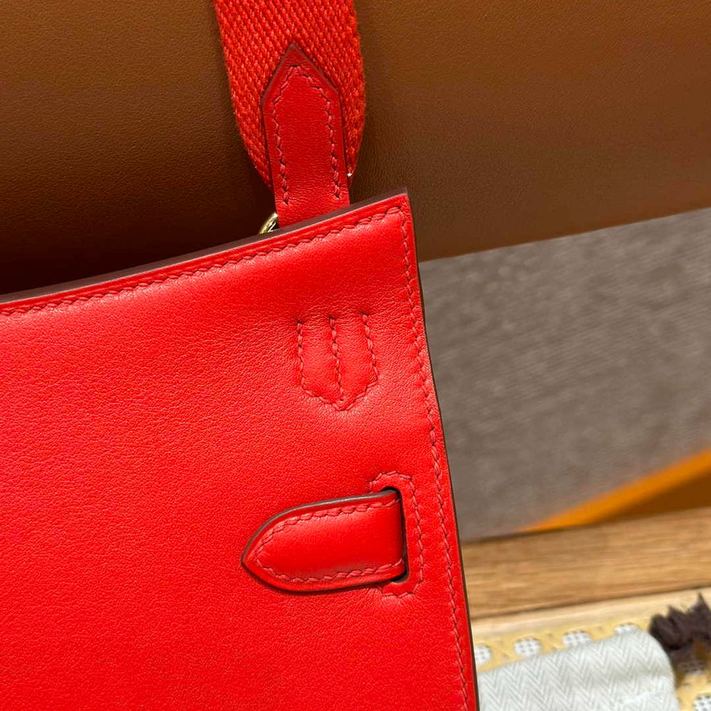 Hermes Jypsiere mini bag Red Swift Leather Gold H25606