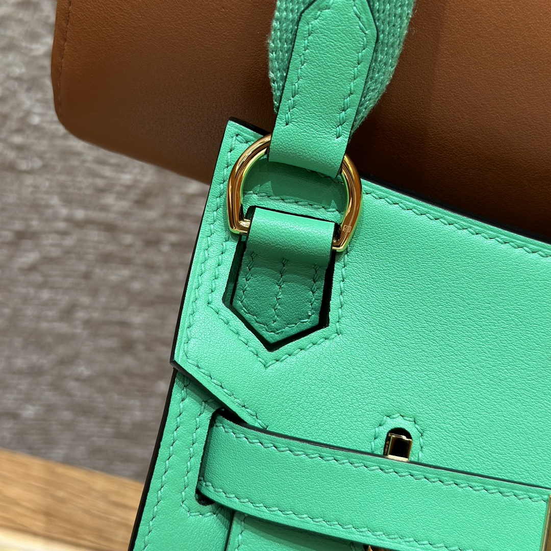 Hermes Jypsiere mini bag Green Swift Leather Gold H25610