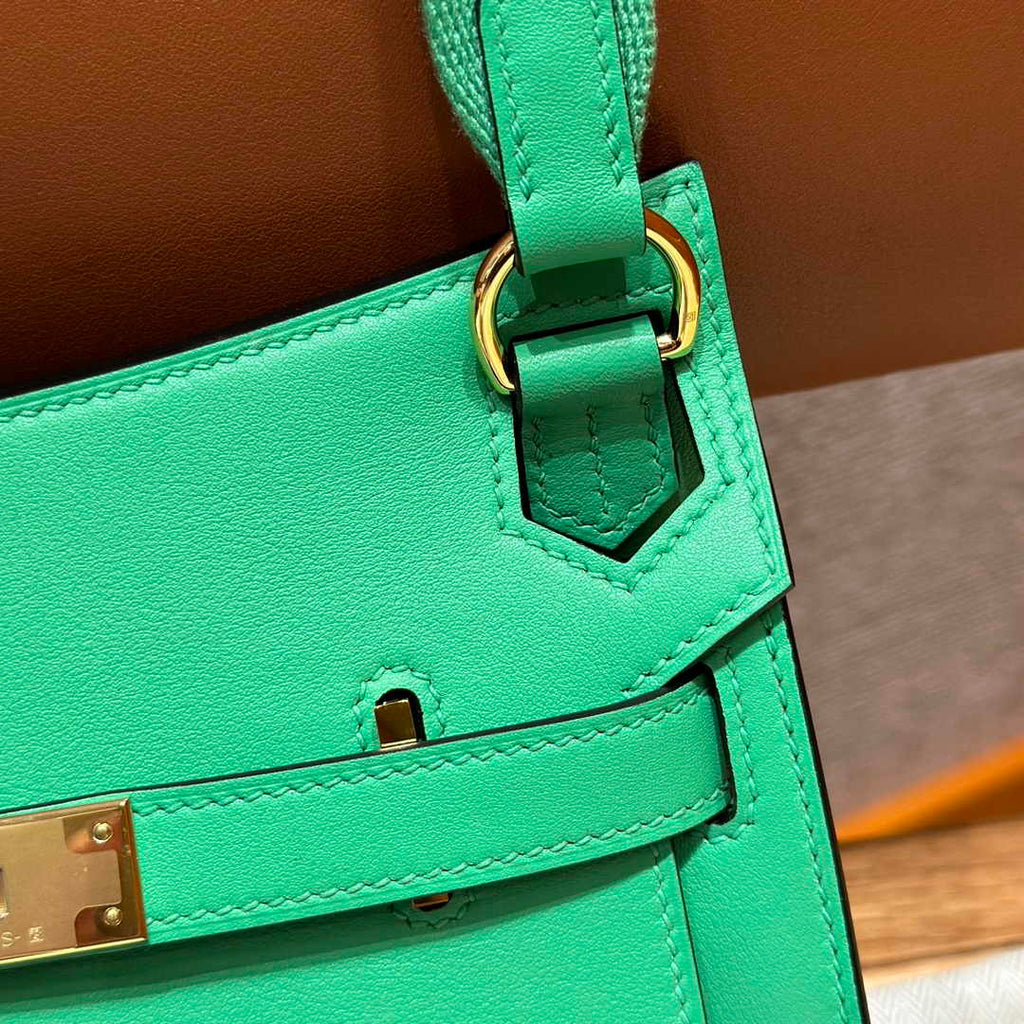 Hermes Jypsiere mini bag Green Swift Leather Gold H25610