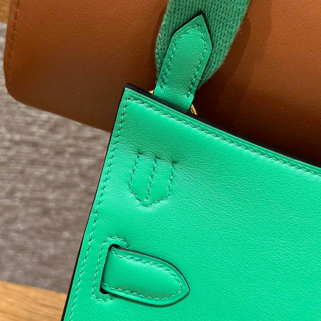Hermes Jypsiere mini bag Green Swift Leather Gold H25610