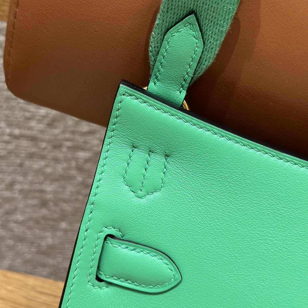 Hermes Jypsiere mini bag Green Swift Leather Gold H25610