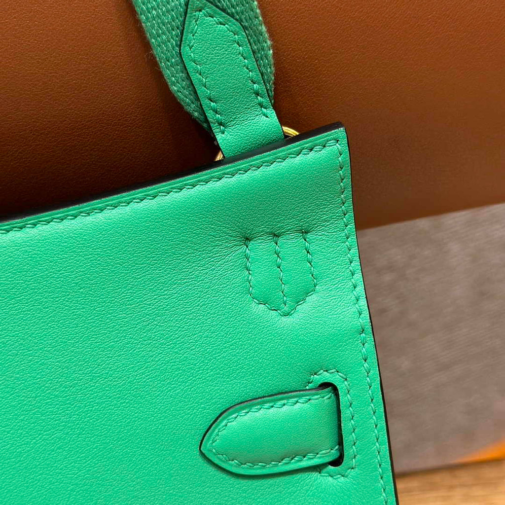 Hermes Jypsiere mini bag Green Swift Leather Gold H25610