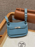 Hermes Jypsiere mini bag Blue Swift Leather Silver H25621