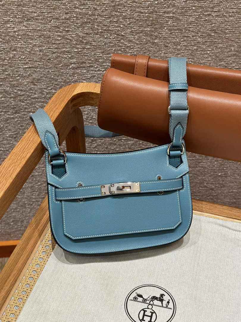 Hermes Jypsiere mini bag Blue Swift Leather Silver H25621