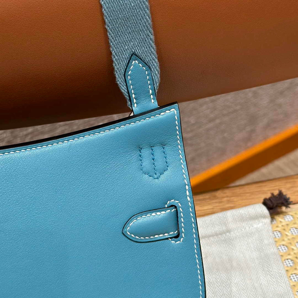 Hermes Jypsiere mini bag Blue Swift Leather Silver H25621