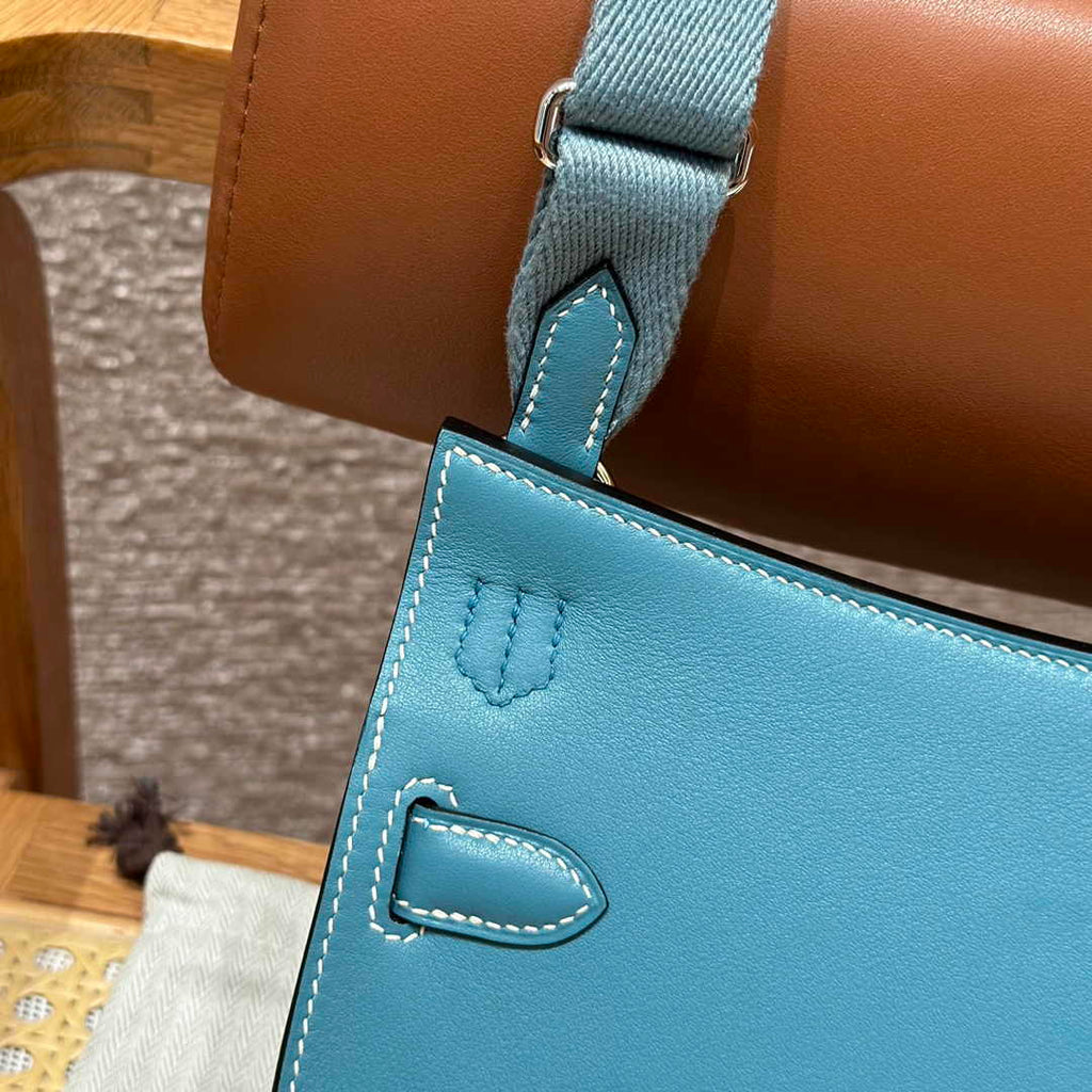 Hermes Jypsiere mini bag Blue Swift Leather Silver H25621