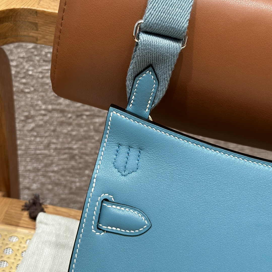 Hermes Jypsiere mini bag Blue Swift Leather Silver H25621