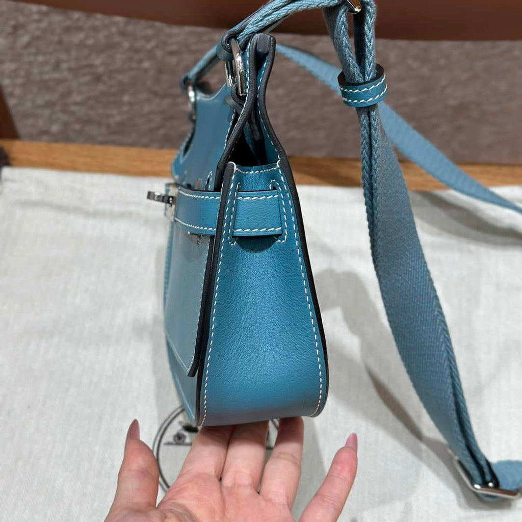 Hermes Jypsiere mini bag Blue Swift Leather Silver H25621